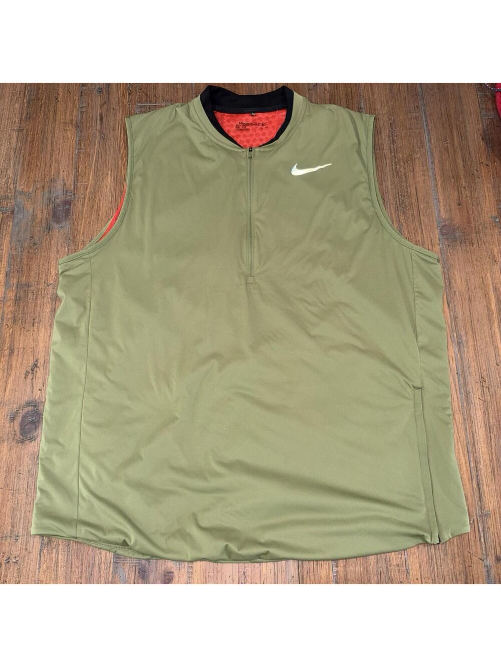 Nike Zoned Aerolayer Golf Dri-Fit Vest 1/2 Zip XXL Olive Army Green Lightweight